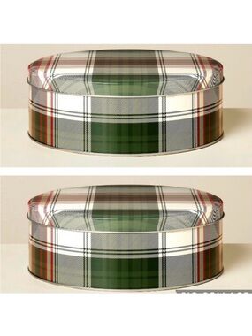 **Set of 2** Hearth & Hand Christmas Cookie Gift Tins Holiday Plaid BRAND NEW